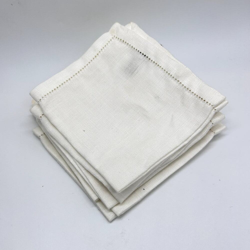 Vintage Irish Linen Cocktail Napkins Nordstrom White Square Set of 6 NWT NOS